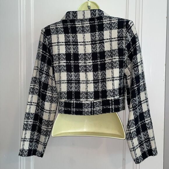 Vtg 80s Monkey Wear brand black & white plaid cropped jacket - Picture 5 of 9